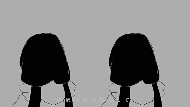 a black and white drawing of a girl with japanese writing