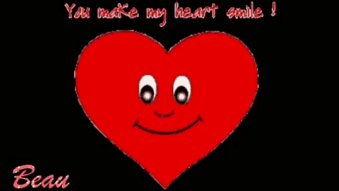 a red heart with a smiling face and the words you make my heart smile below it