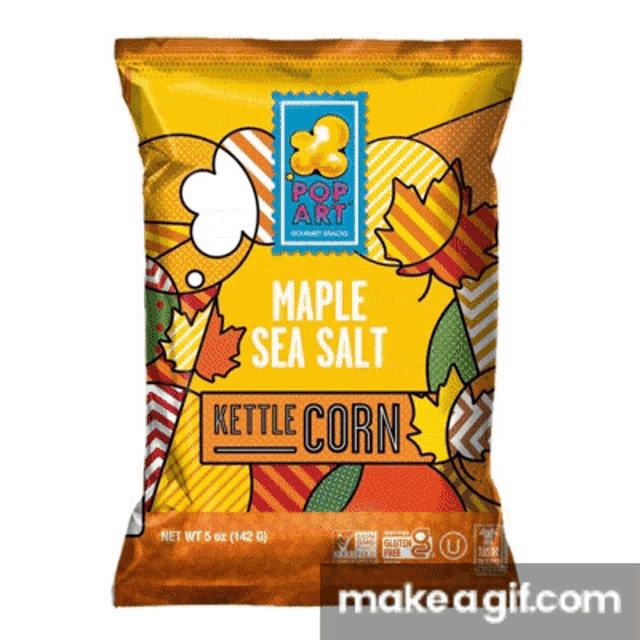 a bag of kettle corn with maple sea salt flavor