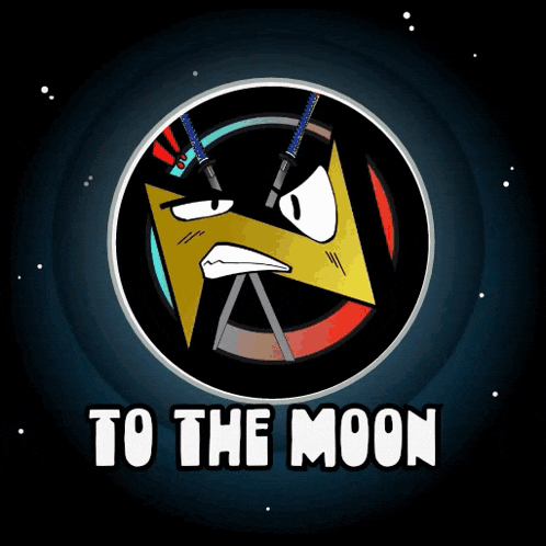 a poster that says to the moon with a cartoon character on it