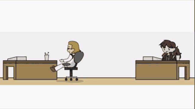 a cartoon of a woman sitting in a chair with her legs crossed