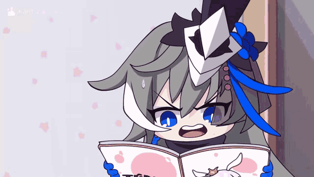 a cartoon of a girl reading a book that says tgd