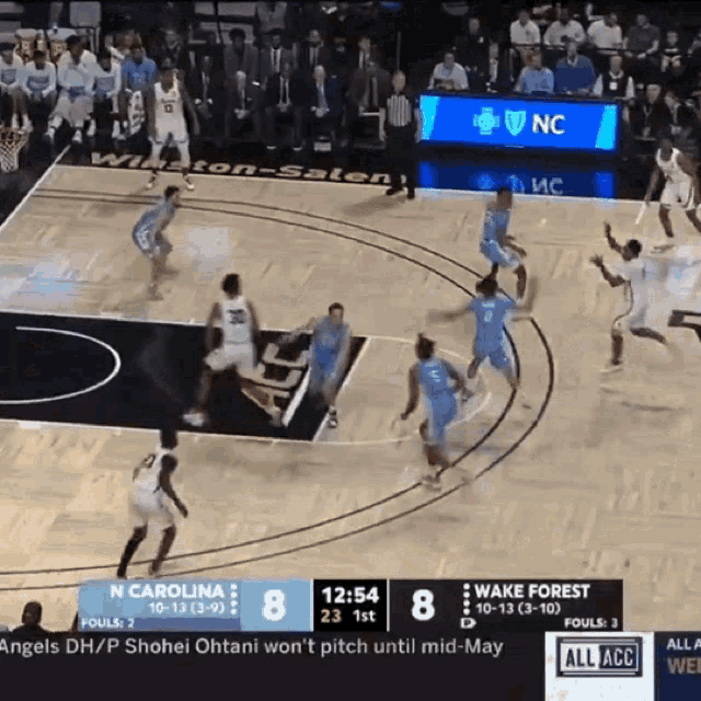 a basketball game between wake forest and north carolina