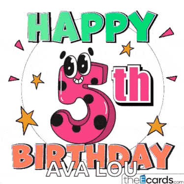 happy 5th birthday ava lou with a pink number