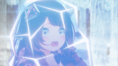 a close up of a girl 's face with a triangle on her hair