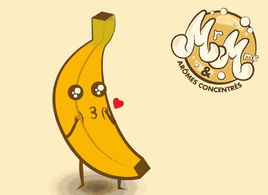 a cartoon drawing of a banana with the number 3 on its face