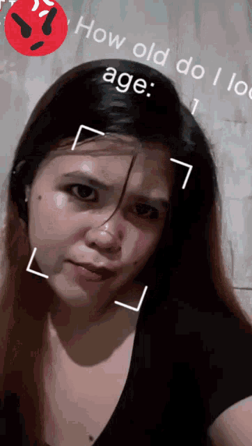 a woman 's face is shown with the words how old do i look written above her