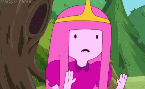 a cartoon of princess bubblegum from adventure time making a surprised face