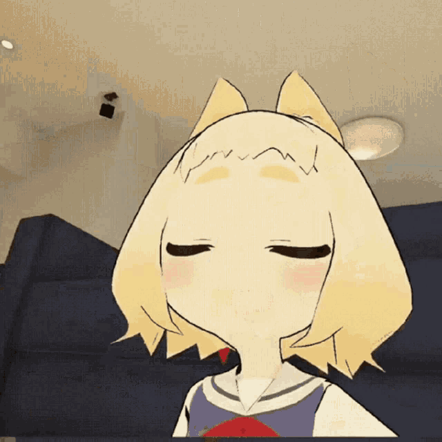 a cartoon drawing of a girl with a cat ear on her head