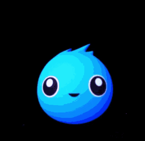 a blue ball with pink hearts in its eyes is surrounded by pink hearts .