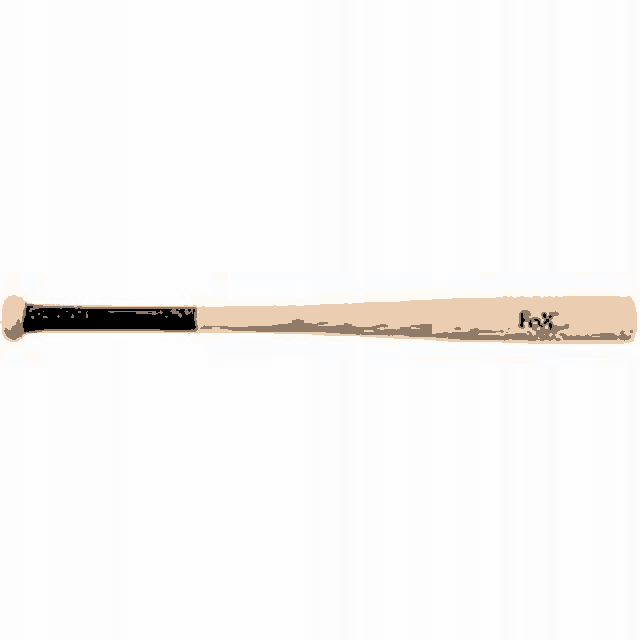 a wooden baseball bat with a black handle and a ball on a white background .