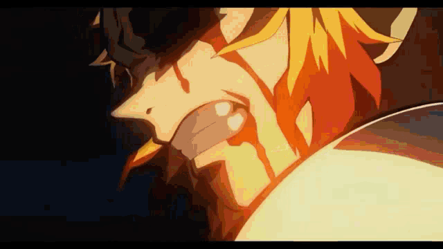 a close up of a person 's face with fire coming out of their mouth
