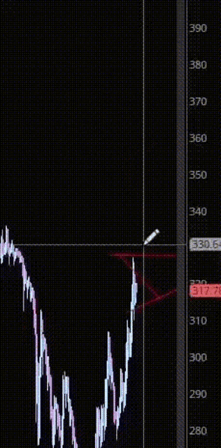 a screenshot of a stock chart showing a number of bars and the number of days