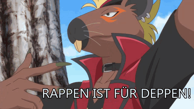 a picture of a cartoon character with the words rappern ist fur deppen