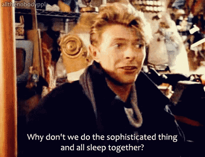 a man is talking about why do n't we do the sophisticated thing and all sleep together