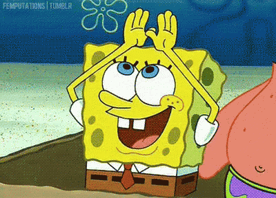 spongebob and patrick from spongebob squarepants are giving each other high fives