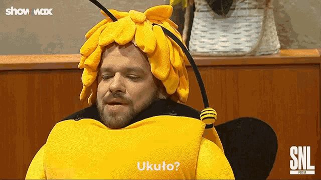 a man in a bee costume says ukuta