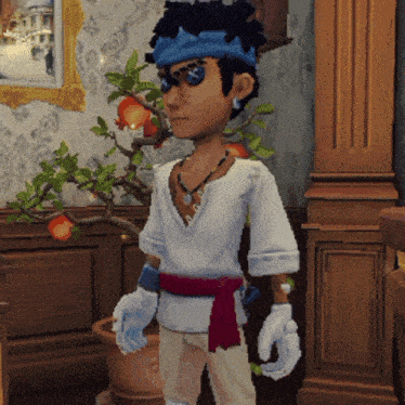 a cartoon character wearing sunglasses and a headband