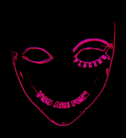 a face with the words " you are free " written on it