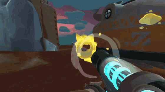 a person is holding a gun in a video game with the number 74 on the wall behind them