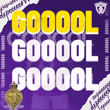 a poster that says goool goool goool on a purple background