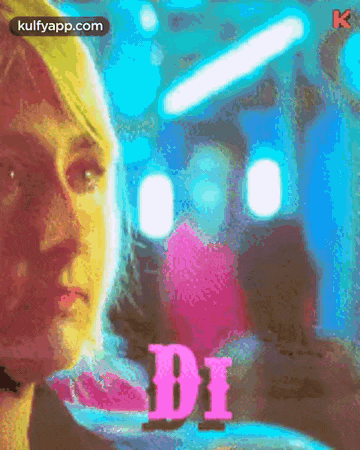 a close up of a woman 's face with the word bi in pink letters