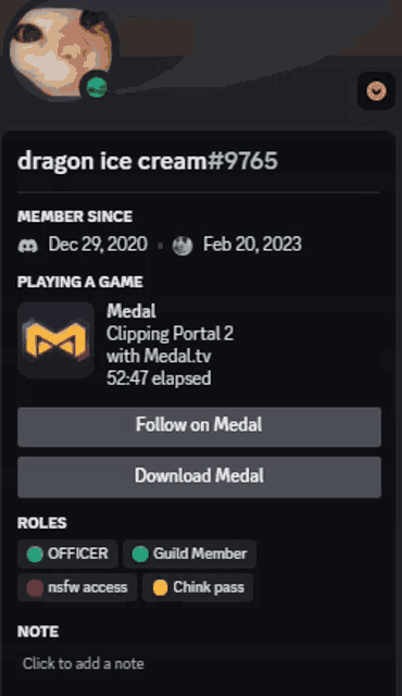 a screenshot of dragon ice cream # 9765 's profile