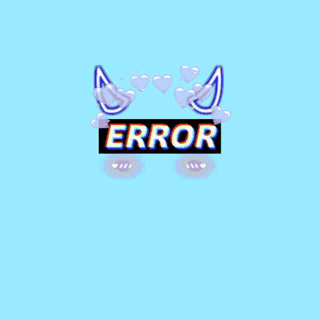 a blue background with purple hearts and the word error on it