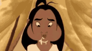 a close up of a cartoon character making a face