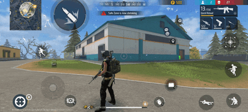 a person standing in front of a building with a safe zone is now drinking message