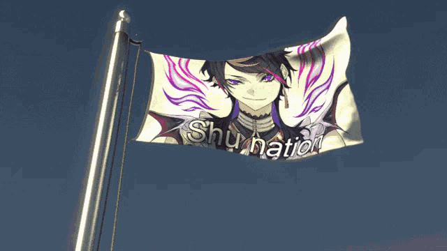 a flag that says ' shu nation ' on it is flying in the wind
