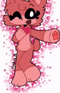 a drawing of a pink cat with a heart on its chest