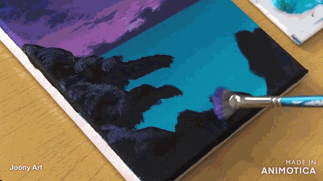 a painting is being painted on a canvas and the painting is made in animatica