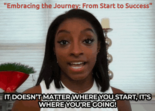 a woman says " embracing the journey from start to success " in a video