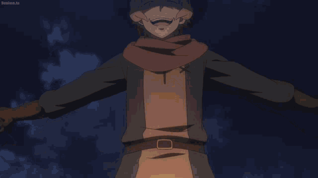a close up of a person 's face with an anime.tv logo in the bottom right corner