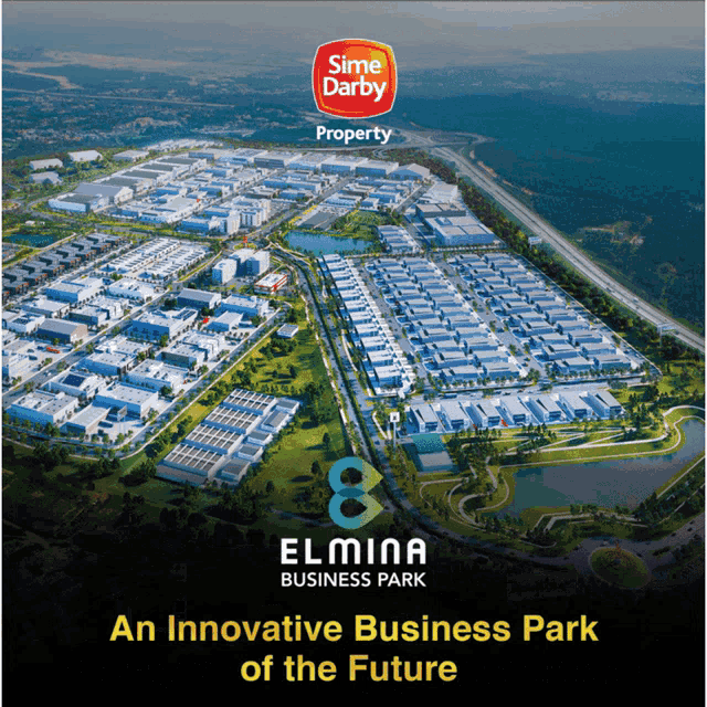 an aerial view of a business park called elmina business park