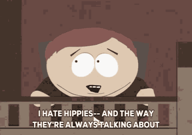 a cartoon character from south park says and wear those stupid bracelets