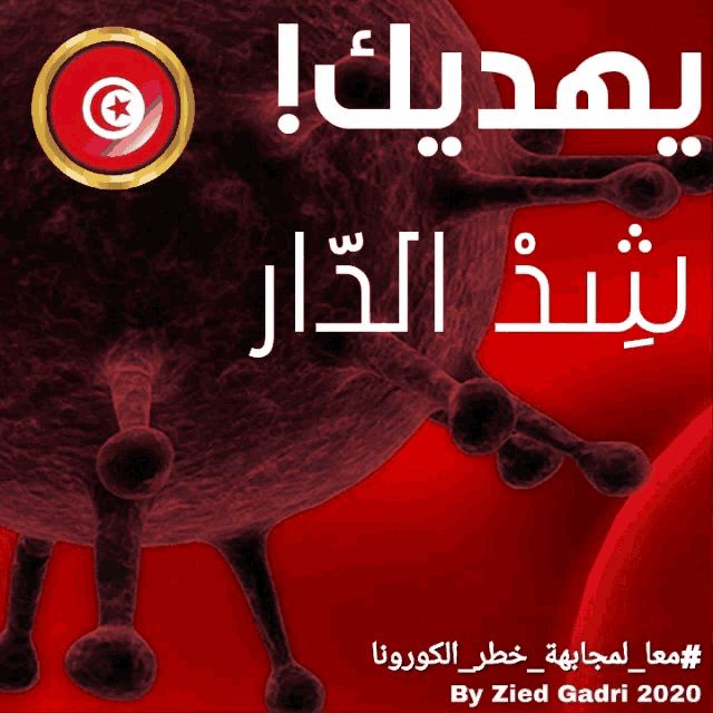 a poster with a picture of a virus and the year 2020 at the bottom