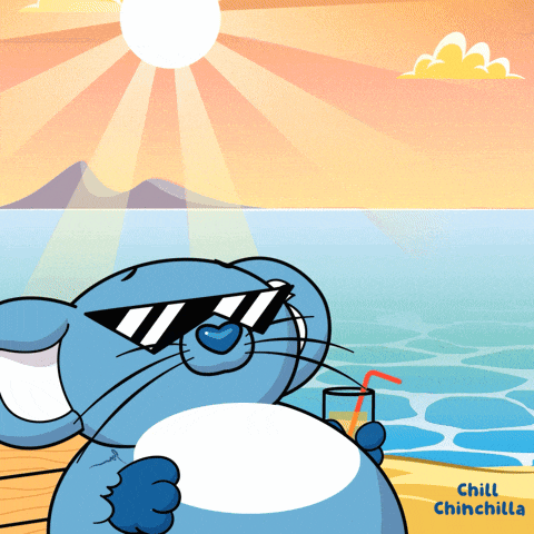 a cartoon of a mouse wearing sunglasses and holding a drink with the words chill chinchilla written below it