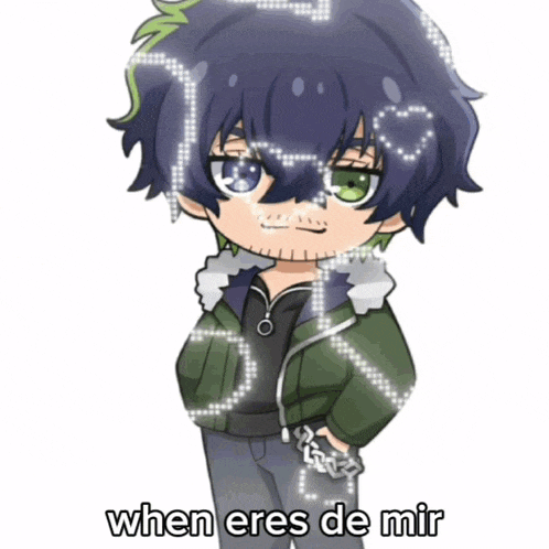 a cartoon of a boy with the words " when eres de mir " above him