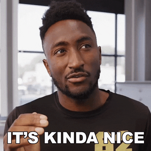 a man says it 's kinda nice while wearing a black shirt