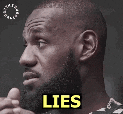 a man with a beard is making a funny face with the word lies above him .