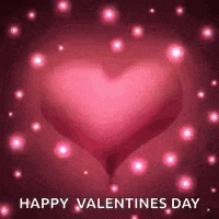 a happy valentine 's day greeting card with a heart surrounded by glowing lights .
