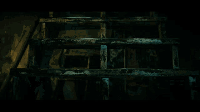 a man in a blue jacket stands in a dark room