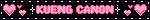 a pink and purple banner with the words kuens canon