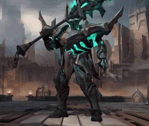 a video game character with a large axe in his hand
