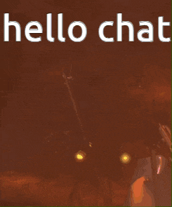 a poster that says hello chat with a robot in the background
