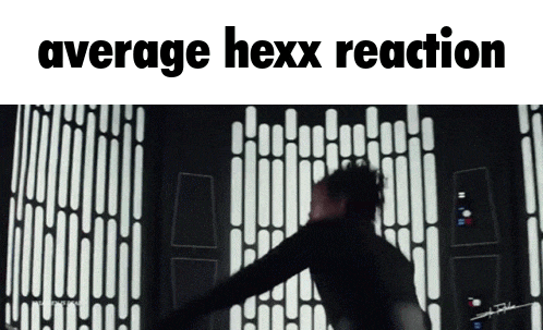 a person is standing in front of a wall with the words average hexx reaction written on it .