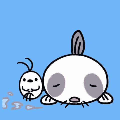 a cartoon drawing of a fish and a smaller fish with their eyes closed