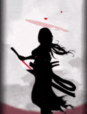a silhouette of a woman with a sword in her hand